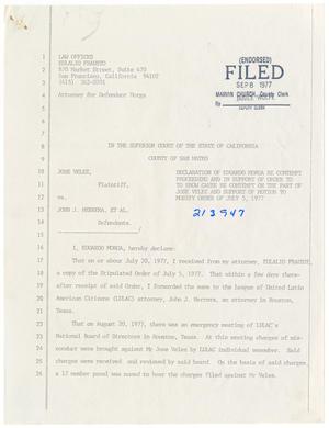 [Declaration of Eduardo Morga re contempt proceeding, Joe Velez vs. John J. Herrera, et al. - 1977-09-08]