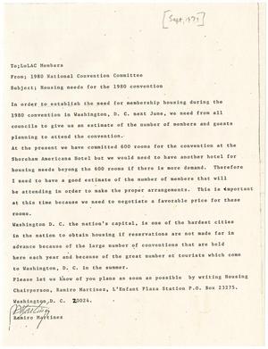 [Memorandum from LULAC National Convention Committee to all members - 1979-09]