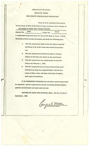 [Forfeiture of Charter, League of United Latin American Citizens - 1965-09-01]