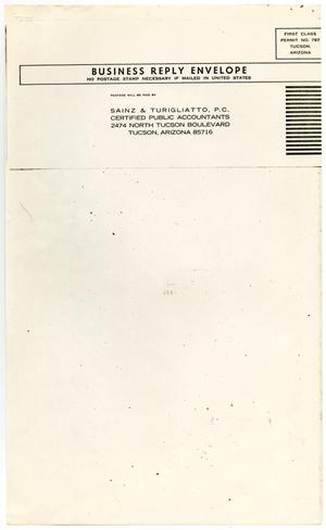 [Business Reply Envelope addressed to Sainz & Turigliatto]
