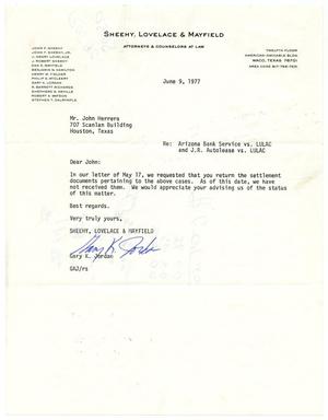 [Letter from Gary K. Jordan to John J. Herrera - 1977-06-09]