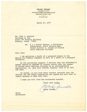 [Letter from Frank M. Pinedo to John J. Herrera - 1977-03-21]