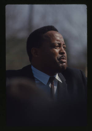 Hosea William speaking during Selma to Montgomery March, Alabama, 1965
