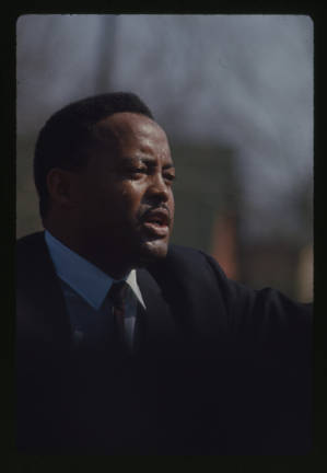 Hosea William speaking during Selma to Montgomery March, Alabama, 1965