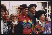 [Rosa Parks with family and friends at Leo and Gerri Branton's home, Los Angeles, California] [graphic].