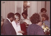 [Rosa Parks' birthday party and tribute organized by Detroit friends O'Neil Swanson and Louise Tappes, 1981] [graphic].