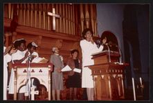 [Rosa Parks at a church event, likely in Cambridge, Massachusetts, 1984] [graphic].
