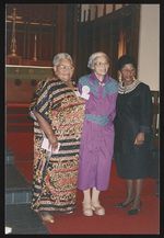 [Mamie Till-Mobley (left), Rosa Parks (center) and Rev. Willie Barrow at a church event] [graphic].