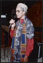 [Rosa Parks speaking at Pathways to Freedom African dress program, sponsored by the Rosa & Raymond Parks Institute for Self-Development, Detroit, Michigan] [graphic].