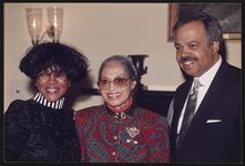 [Rosa Parks with actress Cicely Tyson, and an unidentified man at the reception for the unveiling of Rosa Parks' bust sculpture, National Portrait Gallery, Washington, D.C., 1991] [graphic].