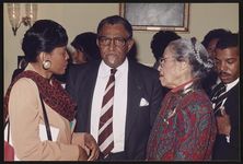 [Rosa Parks, Elaine Steele and Rev. Joseph Lowery at the reception for the unveiling of Rosa Parks' bust sculpture, National Portrait Gallery, Washington, D.C., 1991] [graphic].