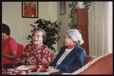 [Rosa Parks visiting friends and family during a visit to Cailfornia, 1990] [graphic].