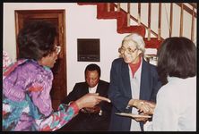 [Rosa Parks visiting friends and family during a visit to Cailfornia, 1990] [graphic].