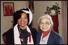 [Rosa Parks visiting friends and family during a visit to Cailfornia, 1990] [graphic].