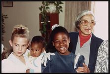 [Rosa Parks visiting friends and family during a visit to Cailfornia, 1990] [graphic].