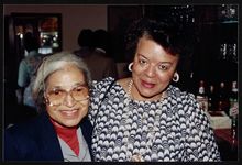 [Rosa Parks visiting friends and family during a visit to Cailfornia, 1990] [graphic].