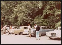 [Rosa Parks' family members attending reunion greeting each other on parking lot] [graphic].