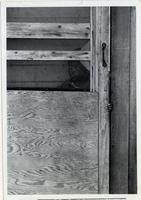 Person standing behind screen door
