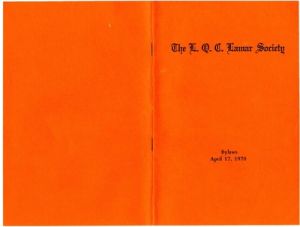 The L. Q. C. Lamar Society Bylaws, 17 April 1970