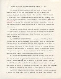 Report of Black Affairs Committee, 10 March 1971