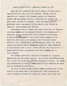 Report of Black Affairs Committee, 13 January 1971