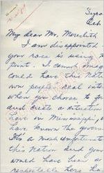 Nancy Schmidt to Mr. Meredith (2 October 1962)