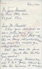 Mrs. Elizabeth Cartur[jlt] to Mr. Meredith (2 October 1962)