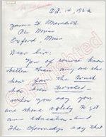 Mr. Joseph Swepson to "Sir" (14 October 1962)