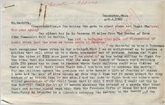 Elizabeth Sargent to "Mr. Meridth" (4 October 1962)