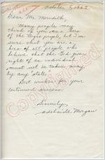 Adelaide Morgan to Mr. Meredith (5 October 1962)
