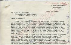 J.M.M. Cunningham to Mr. Meredith (5 October 1962)