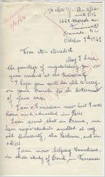 Fraser Jebacq to Mr. Meredith (7 October 1962)