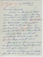 Anita Zelman to Mr. Meredith (8 October 1962)
