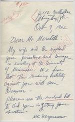 M.S. Bergmann to Mr. Meredith (10 October 1962)