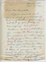 (Mrs.) Margaret S. Ball to Mr. Meredith (10 October 1962)
