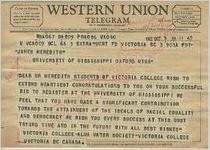 Students of Victoria College to Mr. Meredith (3 October 1962)