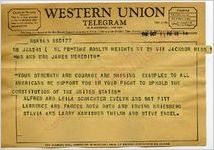 Sylvia and Larry Kamisher, Thelma and Steve Engel to Mr. and Mrs. James Meredith (1 October 1962)