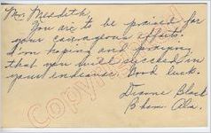 Dianne Black to Mr. Meredith (28 September 1962)
