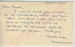 Denise Lemane to "Dear James" (10 October 1962)