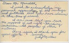 Judy Mullen to Mr. Meredith (10 October 1962)