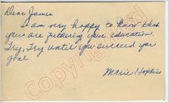 Marie Hopkins to "Dear James" (28 September 1962)