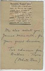 "Two admirers from Dallas, Texas (White Race)" to James Meredith (Undated)