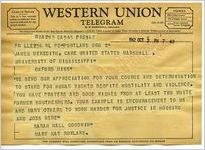 Sarah Kay Goodwin, Mary Kay Rowland to James Meredith (2 October 1962)