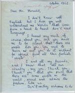 Yemima Kofman to Mr. Maradit (October 1962)