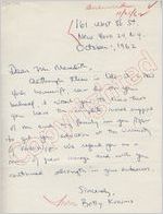 Betty Krainis to Mr. Meredith (1 October 1962)