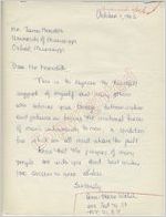 Ann-Marie Walsh to Mr. Meredith (1 October 1962)