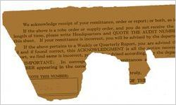 Printed receipt for "remittance, order, or report" from the Women of the Ku Klux Klan"