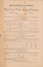 Box 5, Folder 29: "Price List of Fair Goods from The Fair Publishing House of Norwalk, Ohio," 1886 February 15