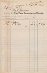 Box 5, Folder 30: Receipt for purchased goods from The Fair Publishing House, 1886 September 15