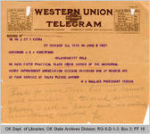 Telegram W. A. Wallace, President Universal Negro Improvement Association to Governor James B. A. Robertson, 1921 June 3
